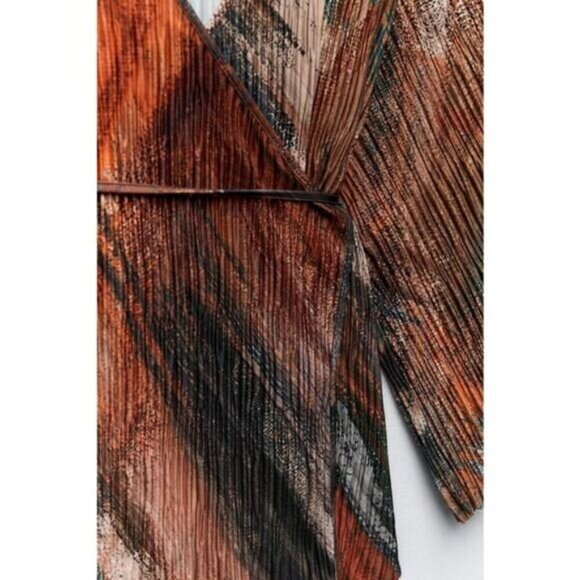 Zara Pleated Printed Kimono Wrap Small - Picture 3 of 8